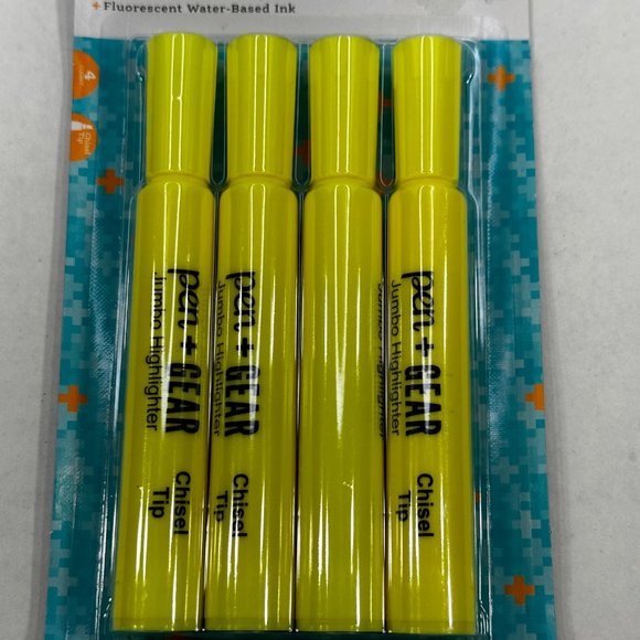 Pen And Gear Yellow Highlighter Chisel Tip Non Toxic 4 Pack New - Picture 3 of 7